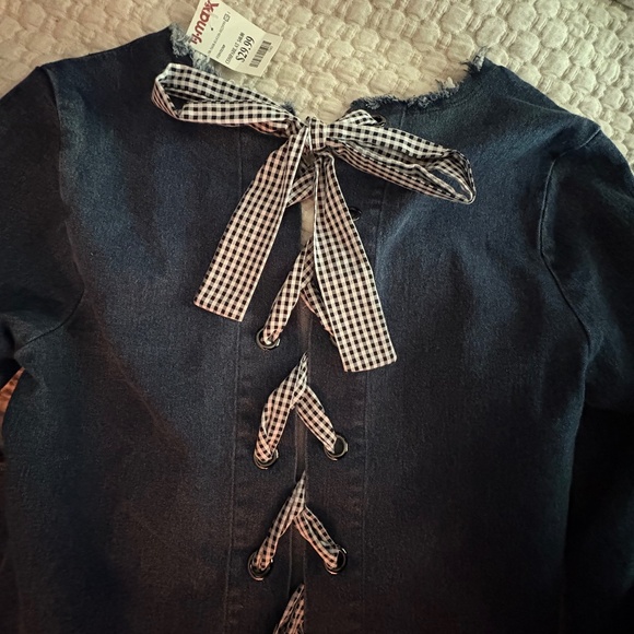 moelleux, L, denim, ribboned back is unique and fabulous! - Picture 1 of 6